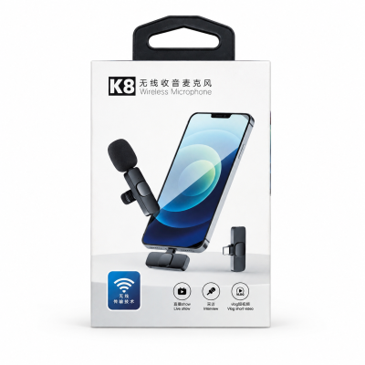 K8 Wireless Microphone for YouTube Vlogging, Video Recording Online Classes with Noise Cancellation Mic Supports (Type  C)